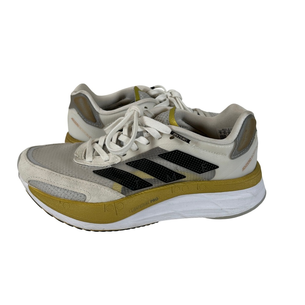 Adidas‎ Adizero Boston 10 Running Shoes Womens White Gold GY0905 Size 5